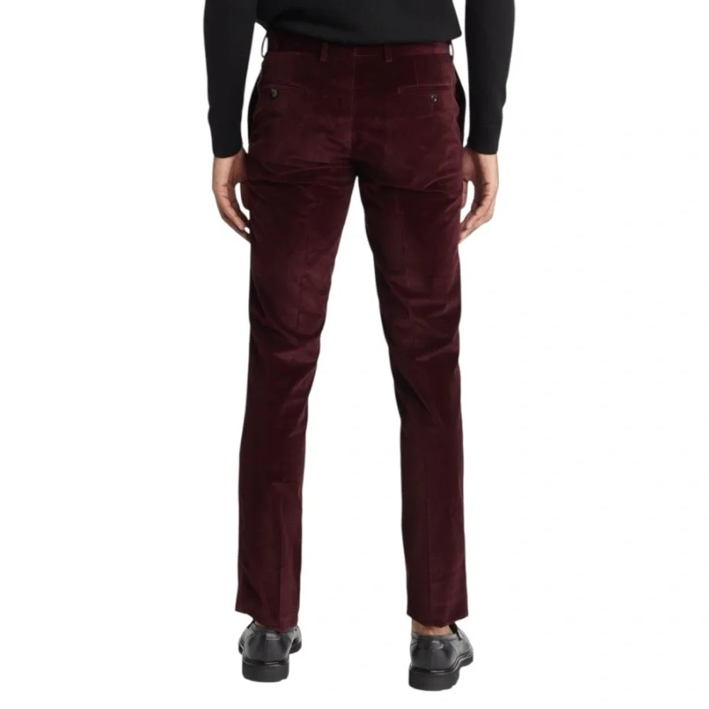 Ted‎ Baker London Rodger Extra Trim Fit Corduroy Pants in Burgundy Size 40R NWT